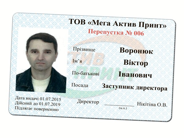 Пример пластикового пропуска