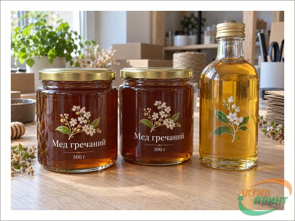 Прозрачные этикетки на банках меда